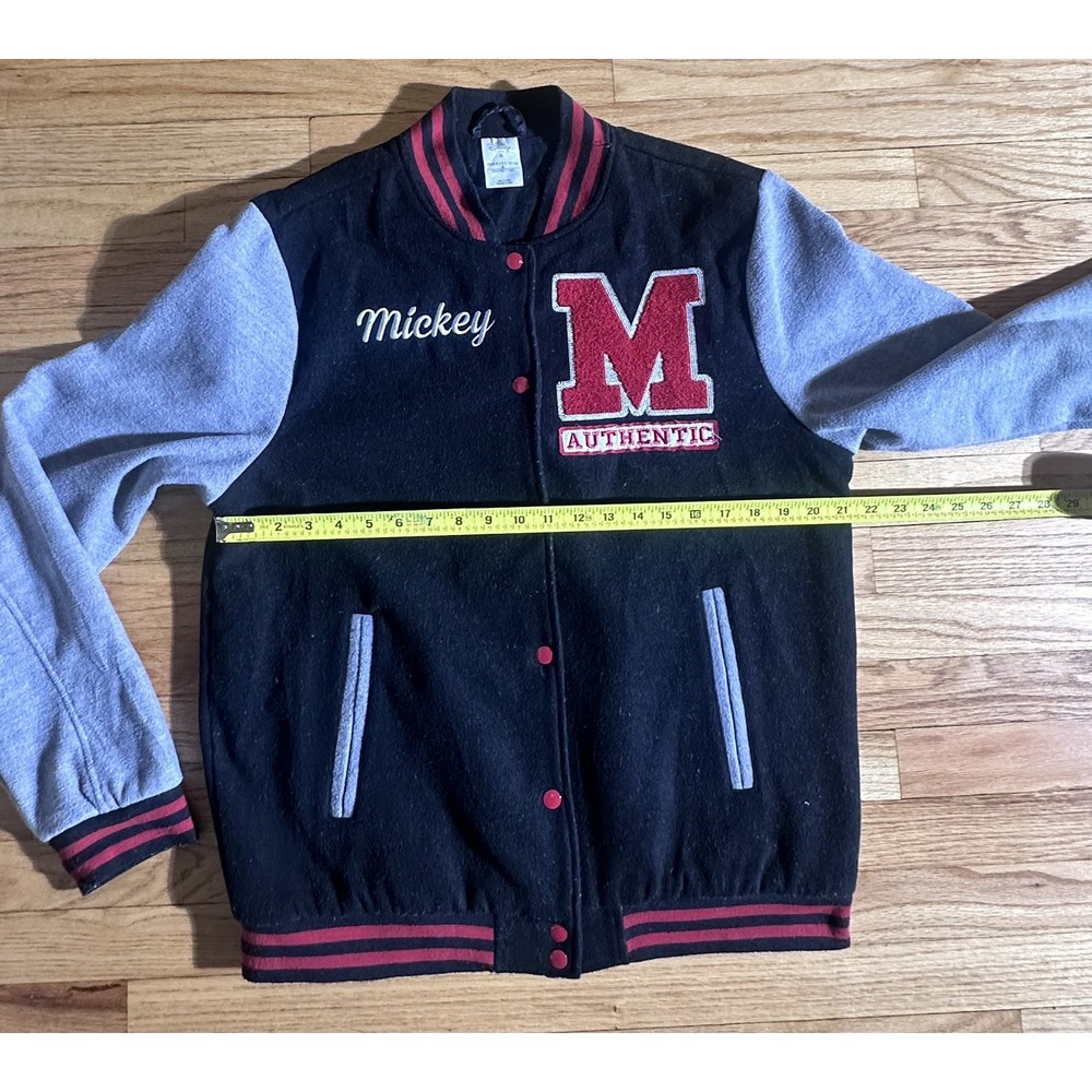Mickey Mouse Disney Varsity Letterman Jacket Black /Gray Unisex XL